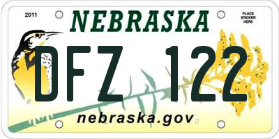 NE license plate DFZ122