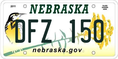 NE license plate DFZ150
