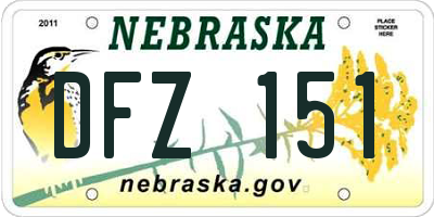 NE license plate DFZ151