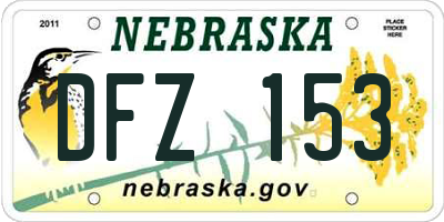 NE license plate DFZ153