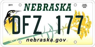 NE license plate DFZ177