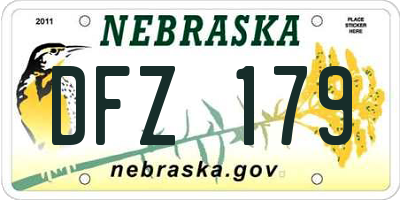 NE license plate DFZ179