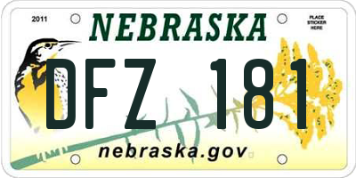 NE license plate DFZ181