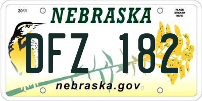 NE license plate DFZ182