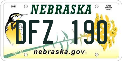 NE license plate DFZ190