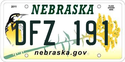 NE license plate DFZ191