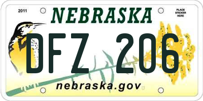 NE license plate DFZ206