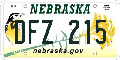 NE license plate DFZ215