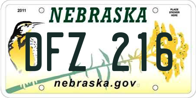 NE license plate DFZ216