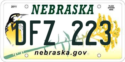 NE license plate DFZ223