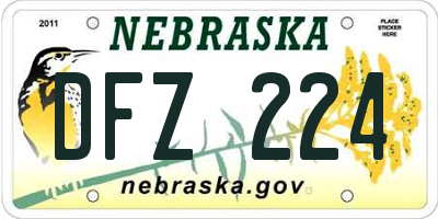 NE license plate DFZ224