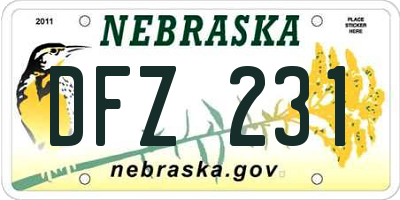 NE license plate DFZ231