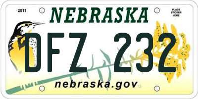 NE license plate DFZ232