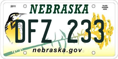 NE license plate DFZ233