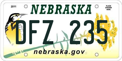 NE license plate DFZ235