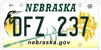 NE license plate DFZ237