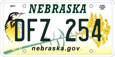 NE license plate DFZ254