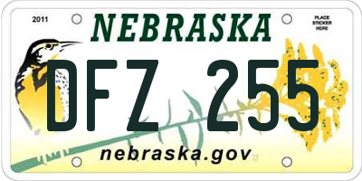 NE license plate DFZ255
