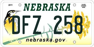 NE license plate DFZ258