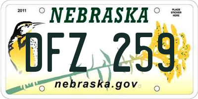 NE license plate DFZ259