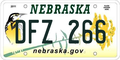 NE license plate DFZ266