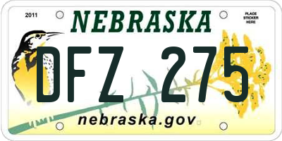 NE license plate DFZ275