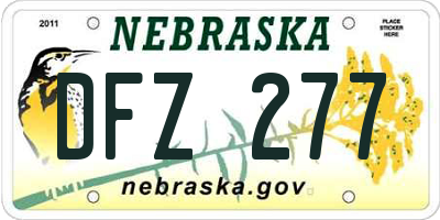 NE license plate DFZ277