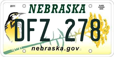 NE license plate DFZ278