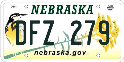 NE license plate DFZ279