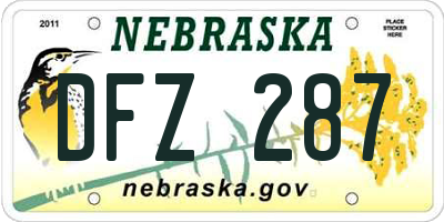 NE license plate DFZ287