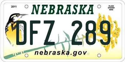 NE license plate DFZ289