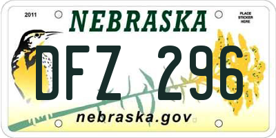 NE license plate DFZ296