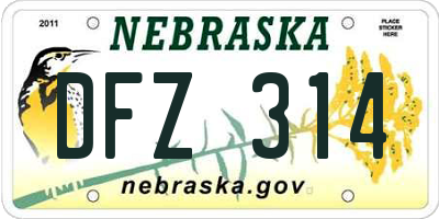 NE license plate DFZ314