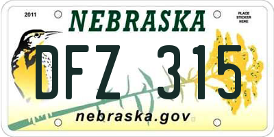 NE license plate DFZ315