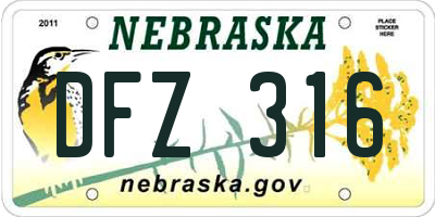 NE license plate DFZ316