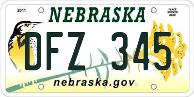 NE license plate DFZ345