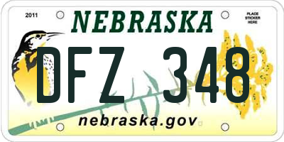 NE license plate DFZ348