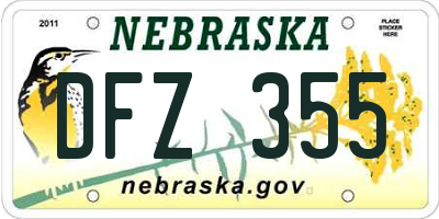 NE license plate DFZ355