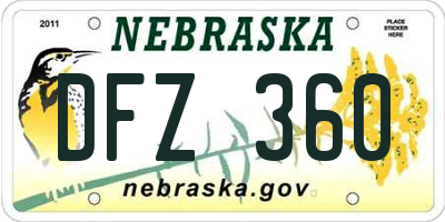 NE license plate DFZ360