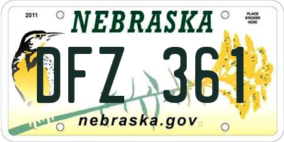 NE license plate DFZ361