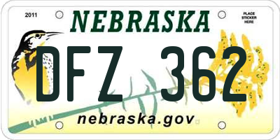 NE license plate DFZ362
