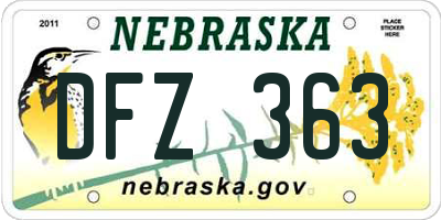 NE license plate DFZ363