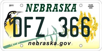 NE license plate DFZ366