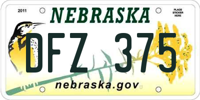 NE license plate DFZ375