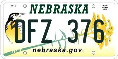 NE license plate DFZ376