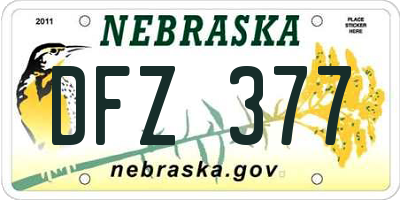 NE license plate DFZ377