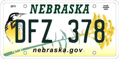 NE license plate DFZ378