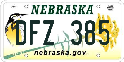 NE license plate DFZ385