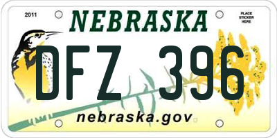 NE license plate DFZ396