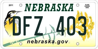 NE license plate DFZ403
